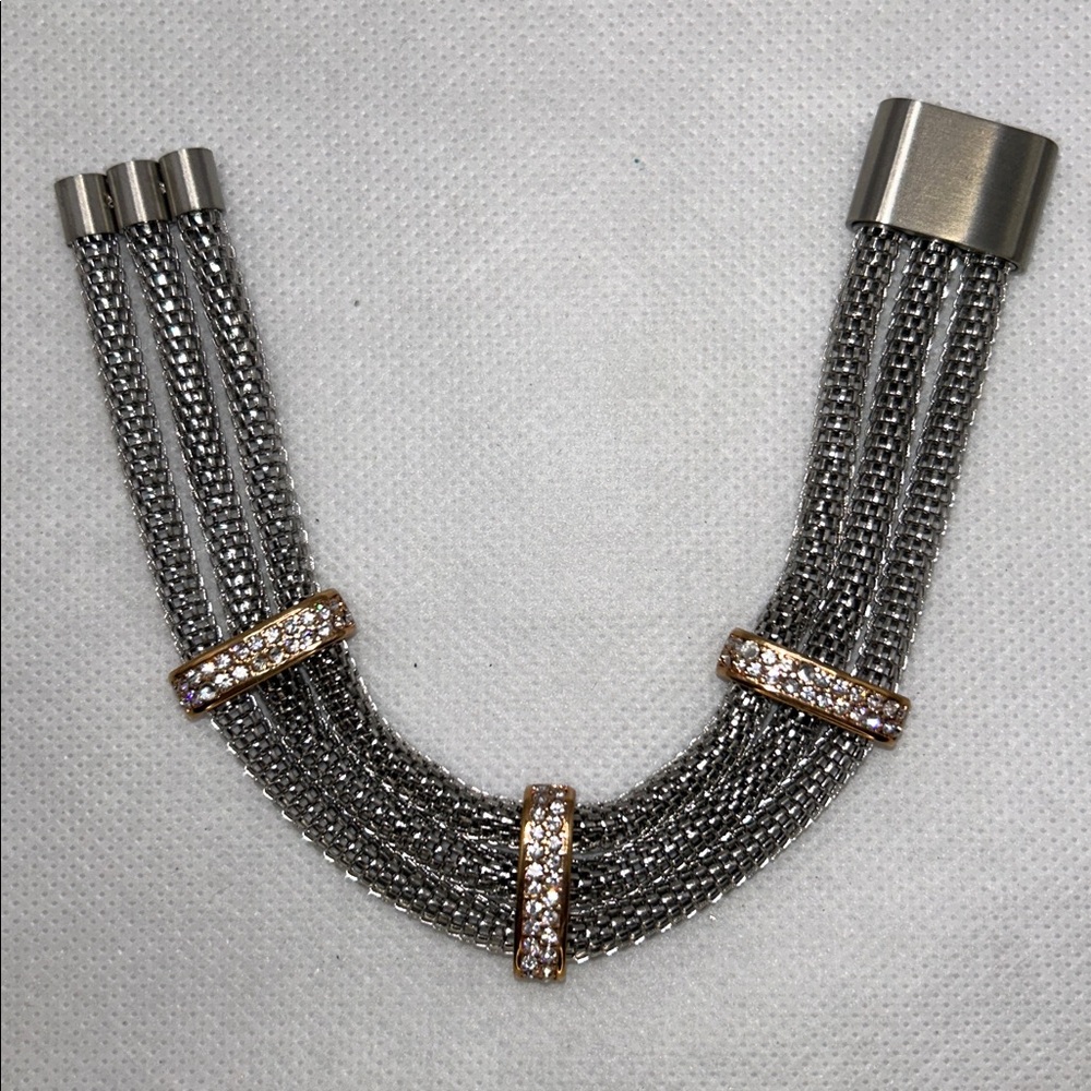 NWOT Rose Gold Plated Rhinestone Accent Magnetic Bracelet By Designer DSMK